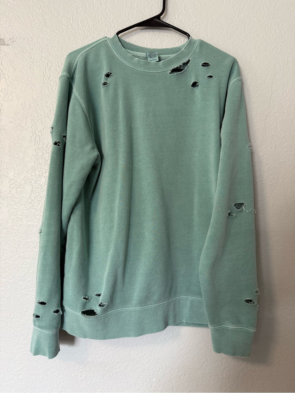 Women's Distressed Crewneck Sweatshirt - Sage Green